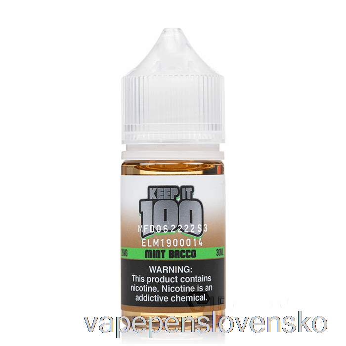 Mätové Bacco Salts - Keep It 100 - 30ml 30mg Vape Bez Nikotinu